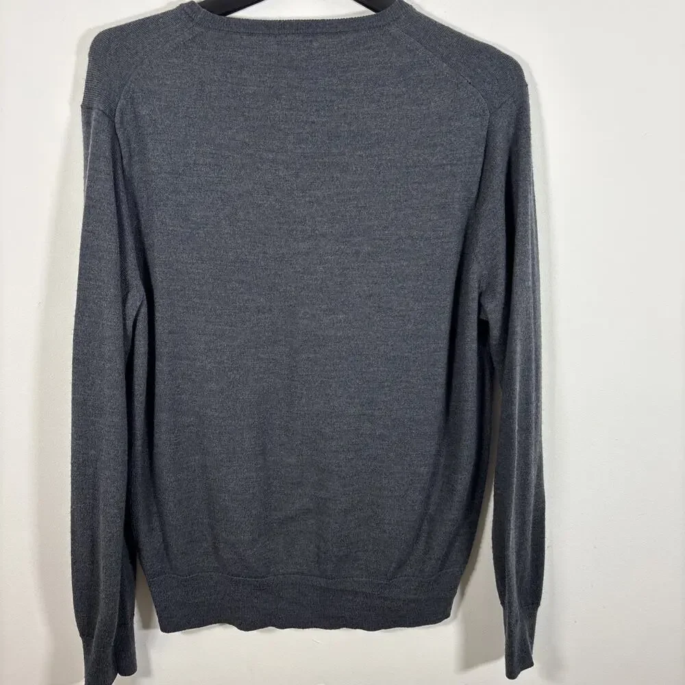 J Crew Merino Wool Acrylic Crewneck Sweater Size XL‎ Heather Blue Lightweight